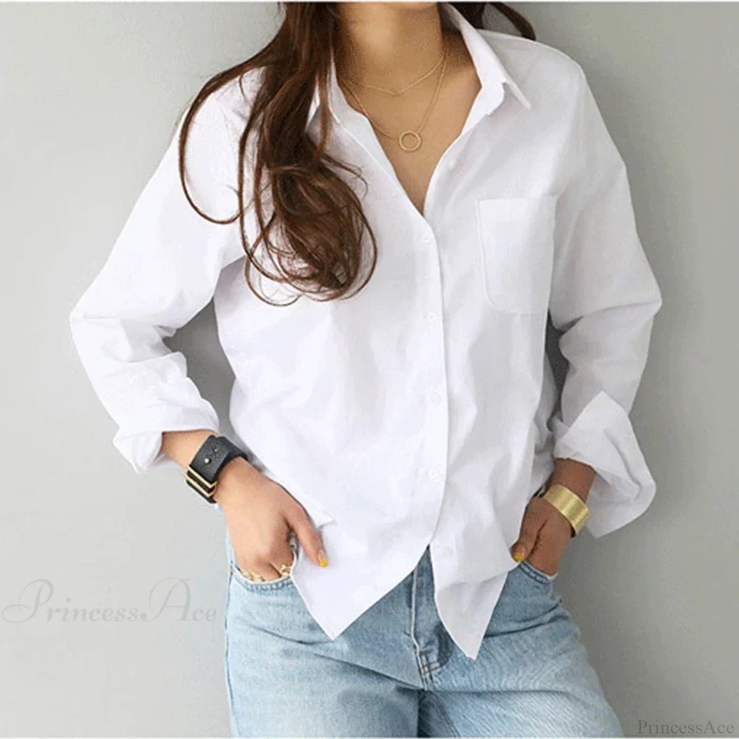 Cotton White Long Sleeve Blouse