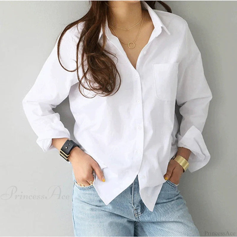 Cotton White Long Sleeve Blouse