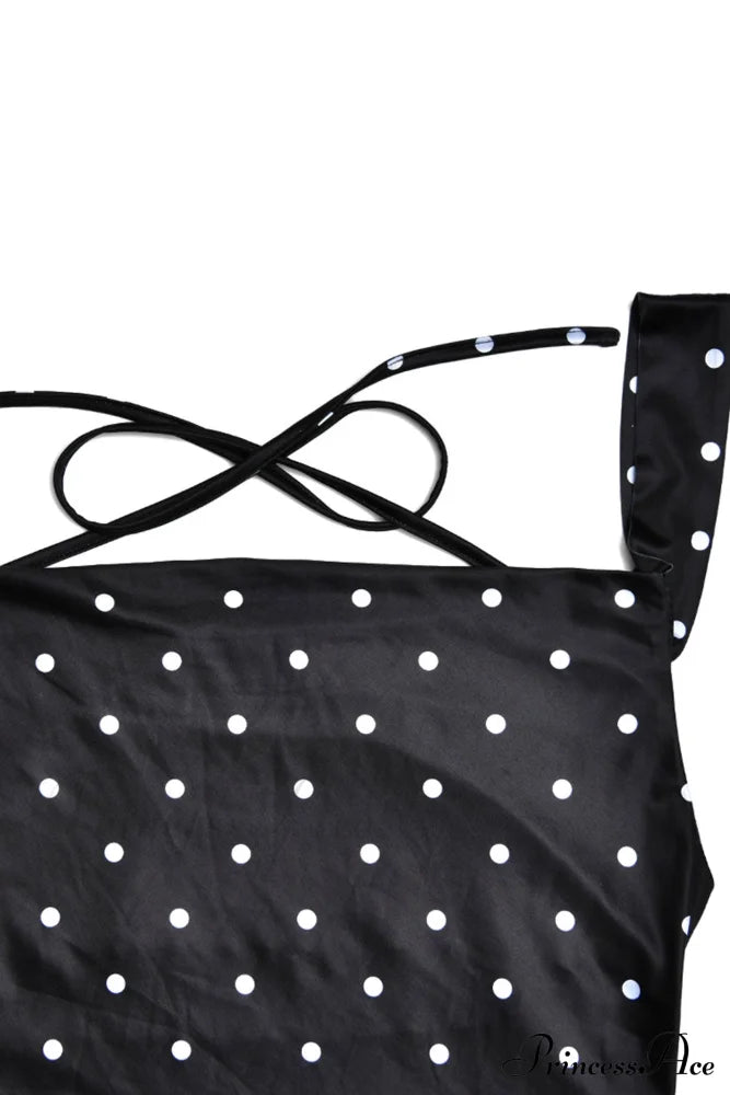 Cowl Neck Slit Dress With Polka Dots
