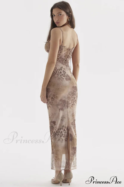 Cream Stylish Print Maxi Dress