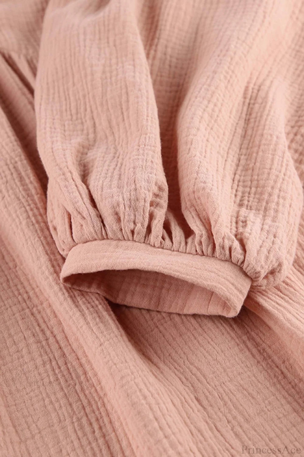 Crepe V Neck Puff Sleeve Loose Dress