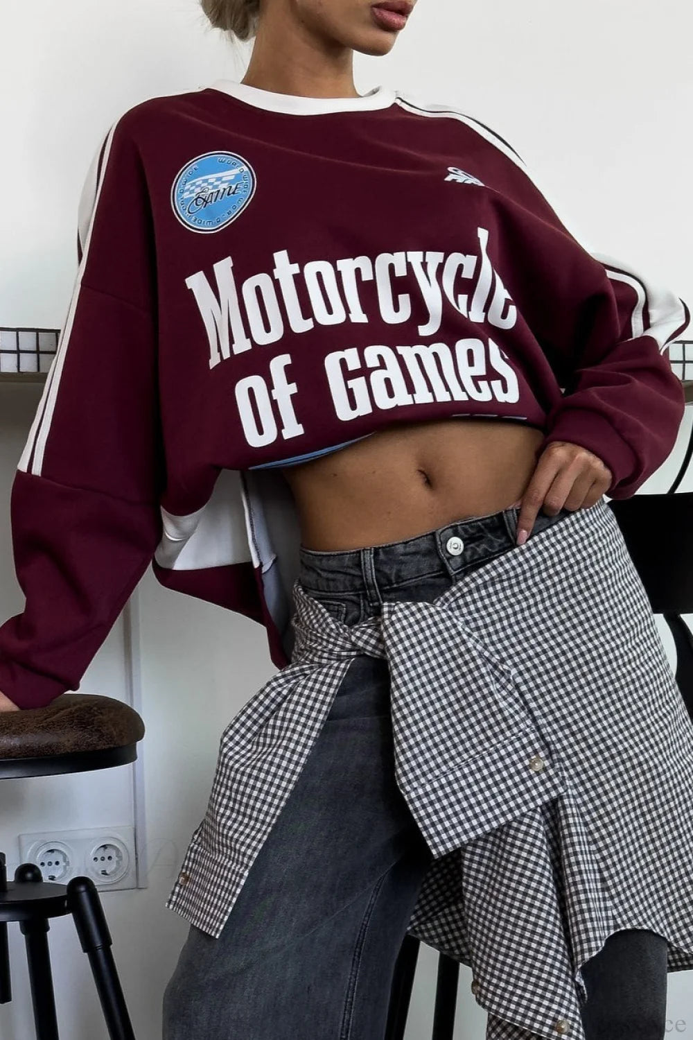 Crew Neck Letter Printed Oversized Sweatshirt