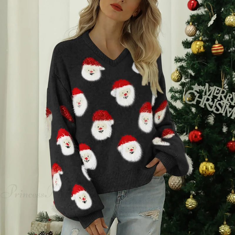 Crewneck Soft Loose Pullover Autumn Winter Christmas Christmas Sweater