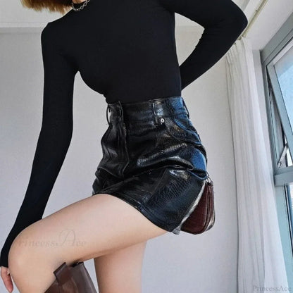 Crocodile Pattern High Waist Skirt