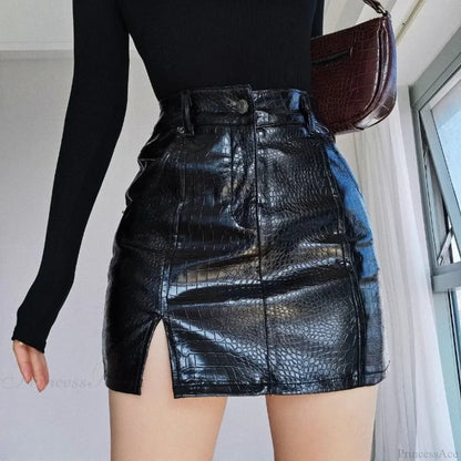 Crocodile Pattern High Waist Skirt