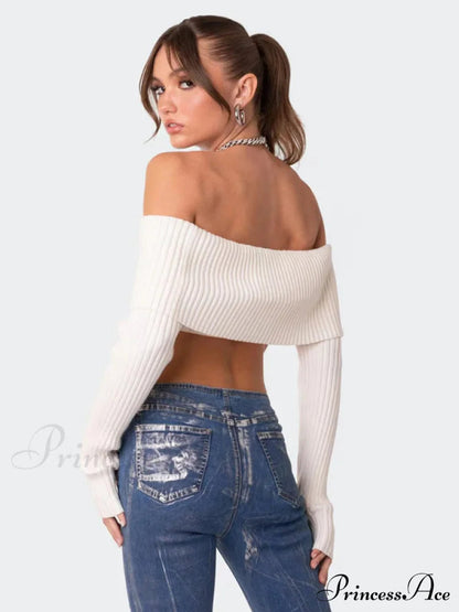 Crop Sweater and Long-sleeved Comfortable Chest-wrapped Top Woolen Sweater