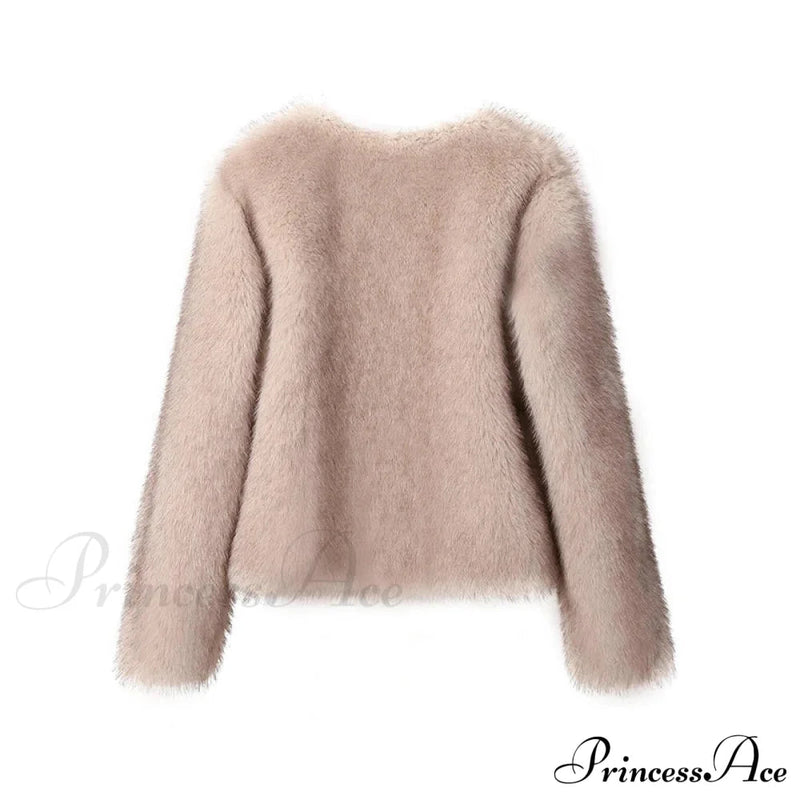 Cropped Faux Stylish Fur Coat