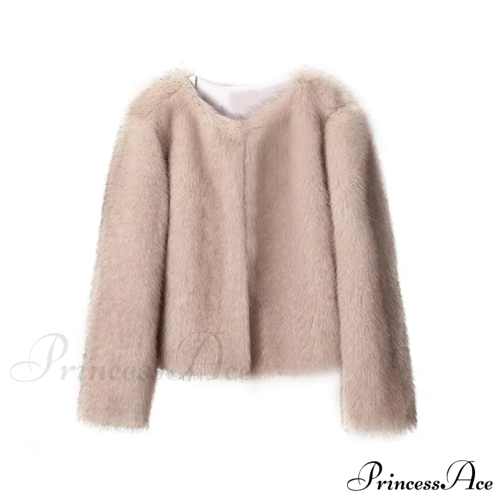 Cropped Faux Stylish Fur Coat