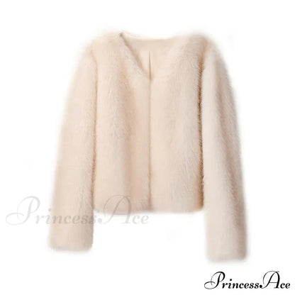 Cropped Faux Stylish Fur Coat