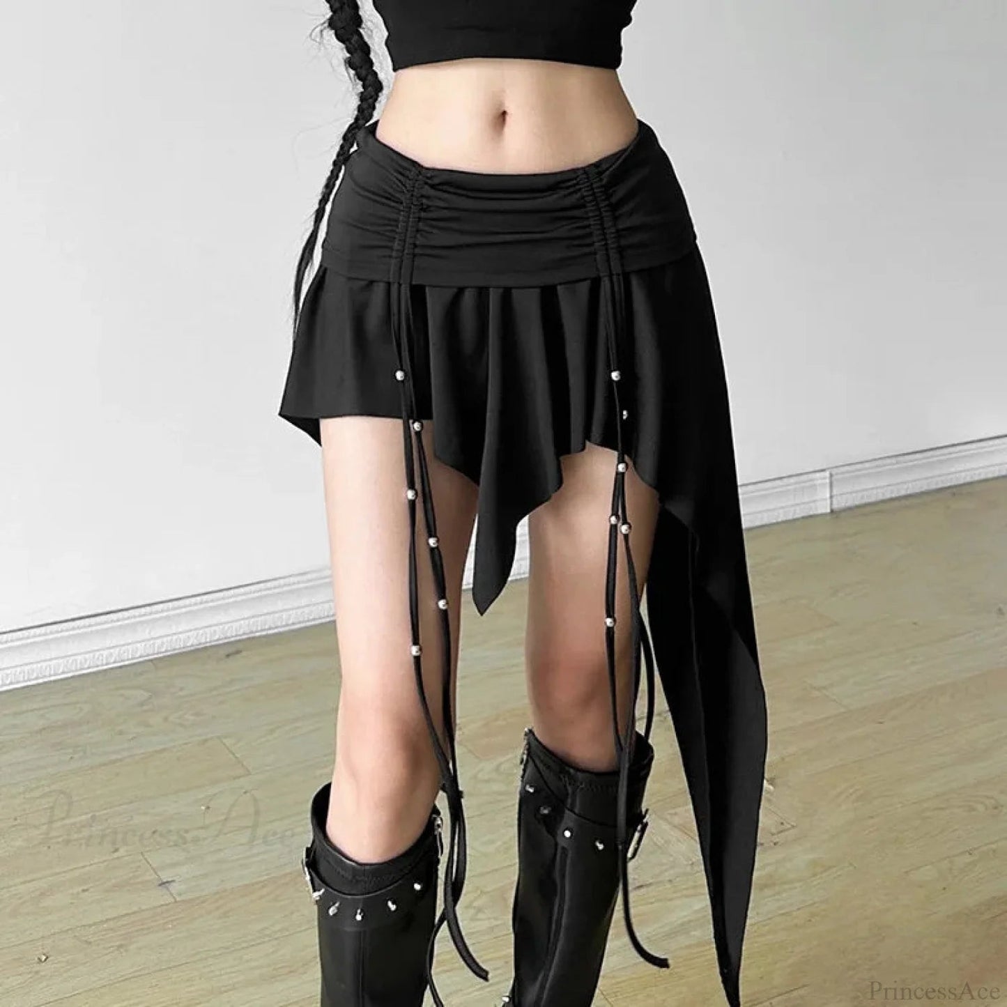 Cross Stitched Denim Skirt