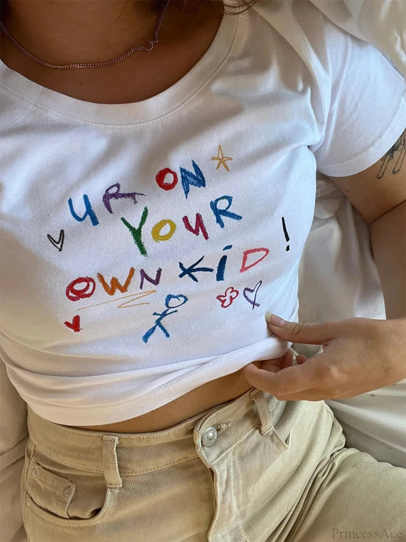 Letter Print Crop Top T-shirt