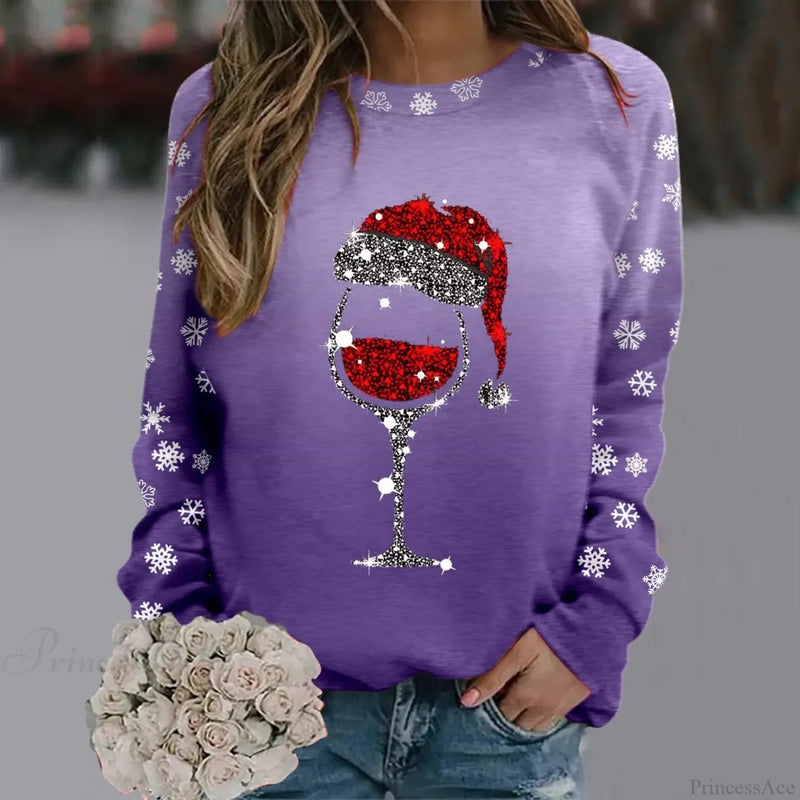 Reindeer Graphic Long Sleeve Sweatshirt New Year Christmas Sweater