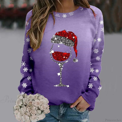 Reindeer Graphic Long Sleeve Sweatshirt New Year Christmas Sweater