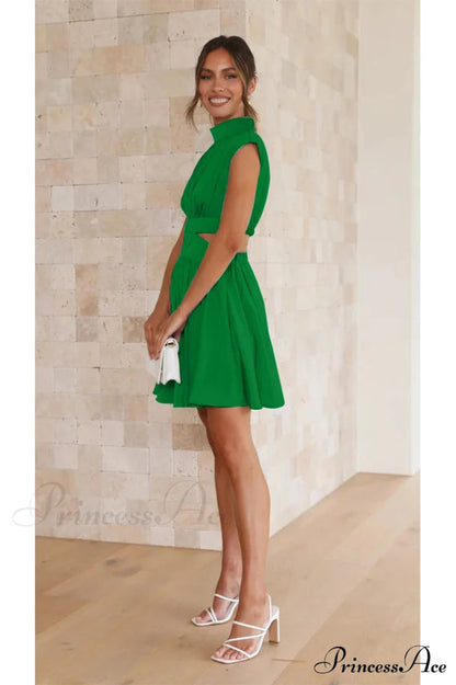 Cutout Waist Stylish Vacation Mini Dress