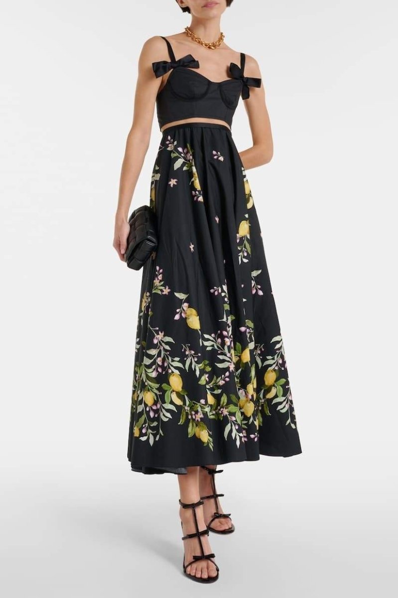 Cynthia Printed Bowknot Midi Dress