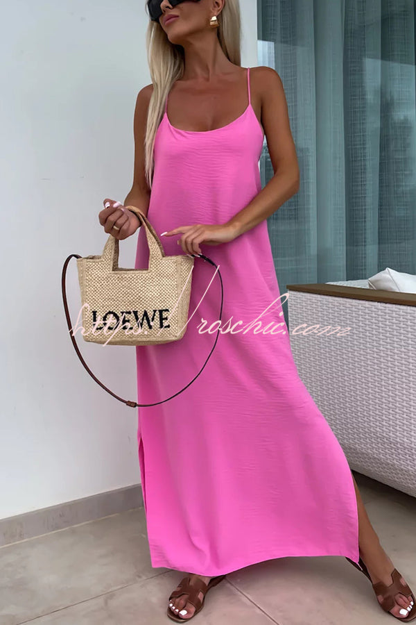 Color Resort Style Spaghetti Strap Backless Maxi Dress