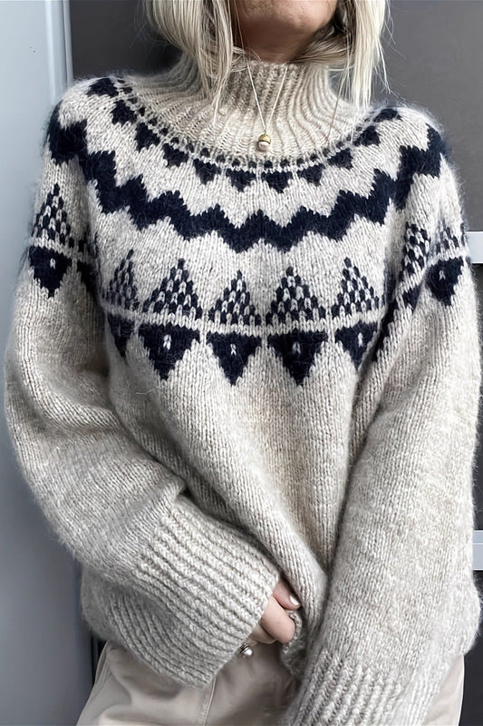 Loose Fit Jacquard Knit Sweater