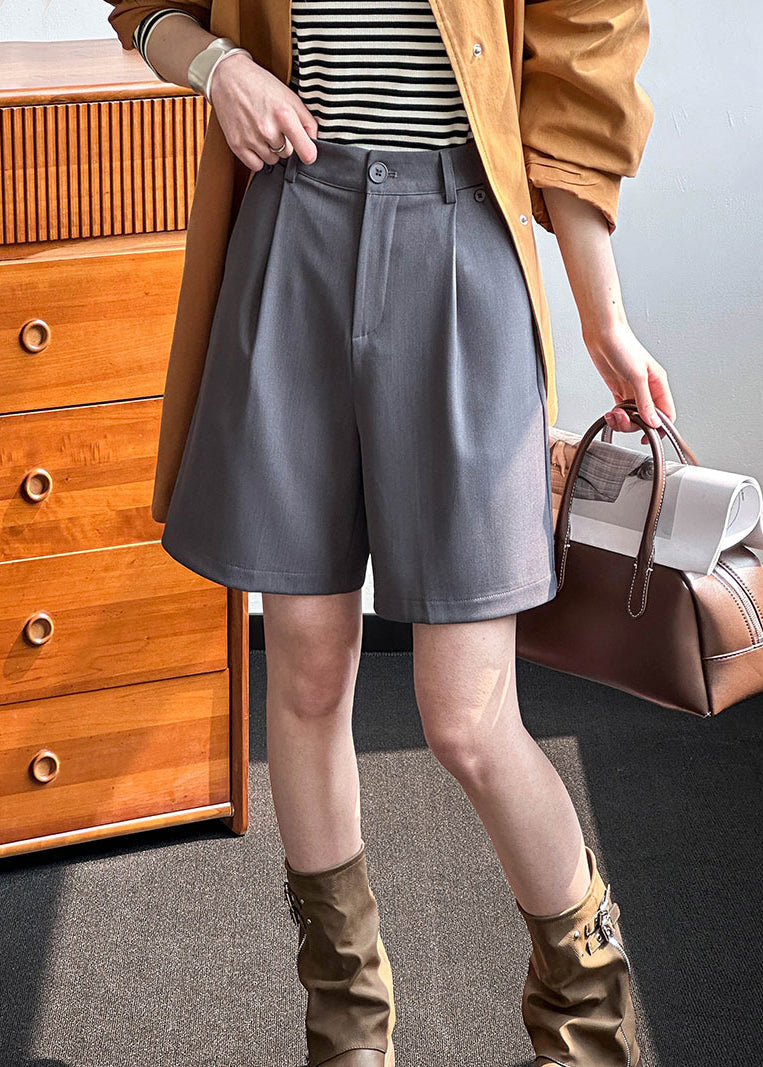 New Grey Pockets High Waist Spandex Shorts Summer Af1015