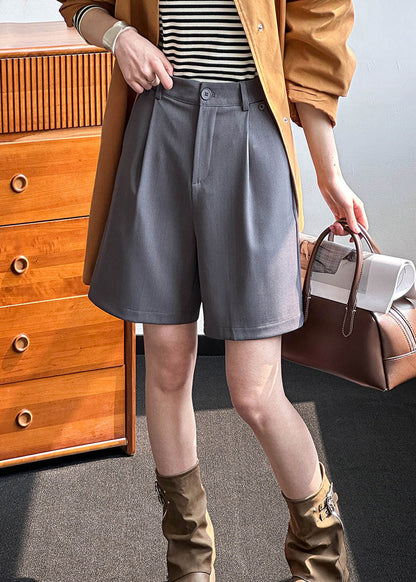 New Grey Pockets High Waist Spandex Shorts Summer Af1015