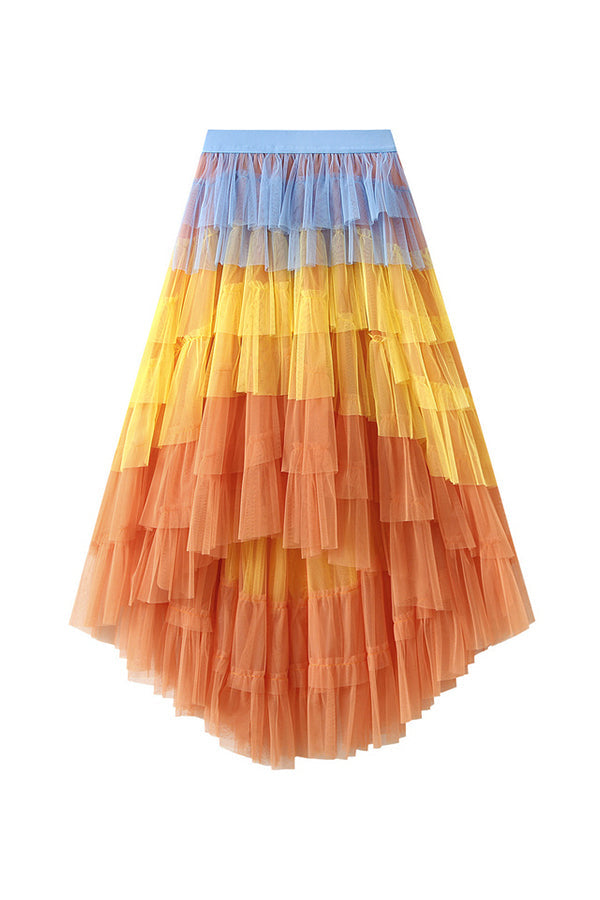 Irregular Cake Skirt High Waist Mesh Skirt