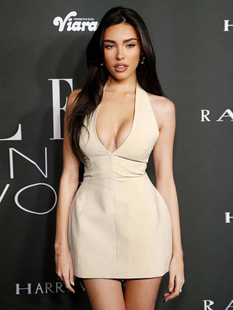 Deep V Neck Dress for Off Shoulder Bodycon High Waist Dresses Hot Party Backless Mini Dress Woman