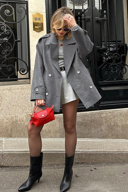 Wool Blend Blazer Coat