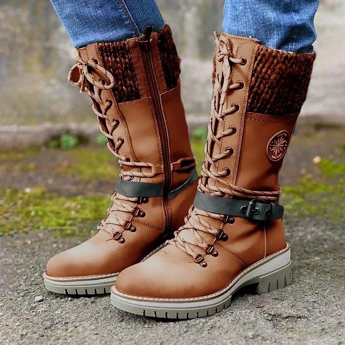 Mid Tube Square Heel Round Toe Martin Boots