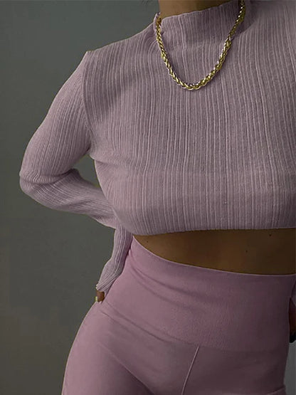 Fall See Through Long Sleeve Mock Neck Tops T-shirts Tees Slim Clothes
