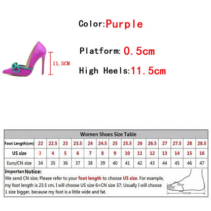 Purple Silk Butterfly-knot ’s High Heel Pumps – Runway Style Stiletto Slingback Shoes
