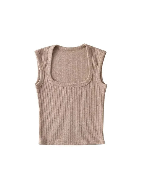 Crop Tops Summer Tank Top Sleeveless Thin Knit Basic Outwear Elastic Camis