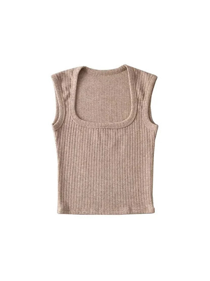 Crop Tops Summer Tank Top Sleeveless Thin Knit Basic Outwear Elastic Camis