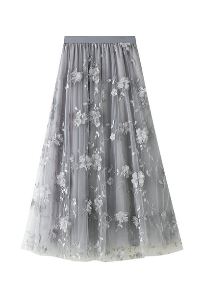 Mesh Embroidery Heavy Industry Skirt Large Size Gauze Skirt