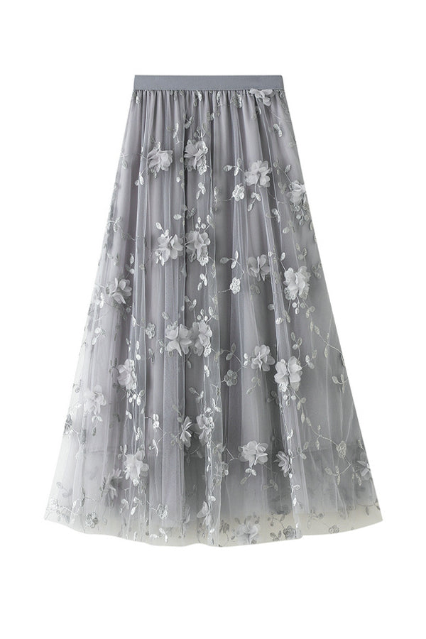 Mesh Embroidery Heavy Industry Skirt Large Size Gauze Skirt