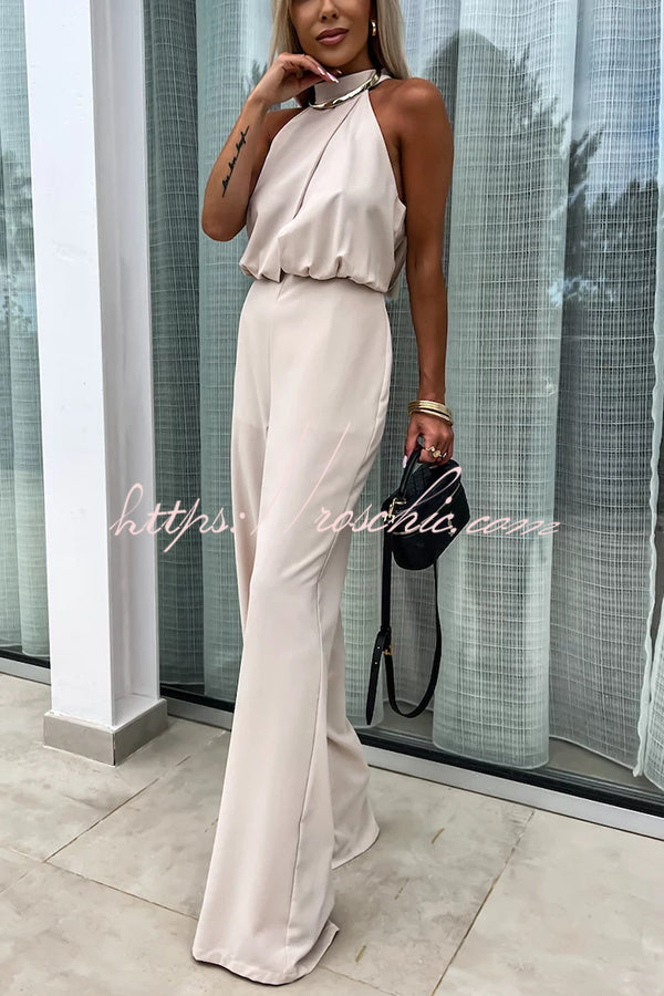 Fashionable Color Sleeveless Hollow Slim Fit Jumpsuit