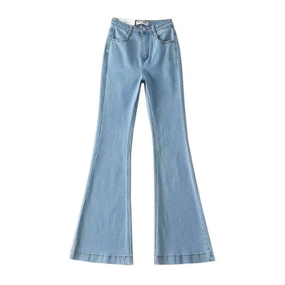 Flare Jeans Summer Bodycon Long Denim Pants Blue Elastic Y2k Trousers High Waisted Jeans