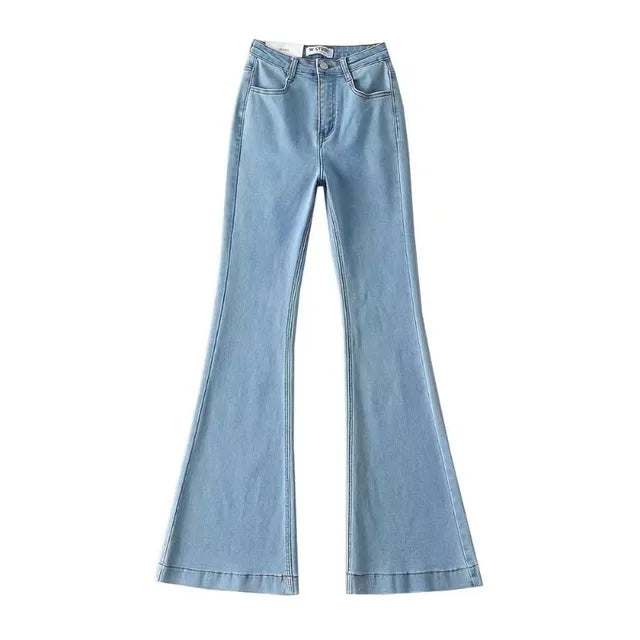 Flare Jeans Summer Bodycon Long Denim Pants Blue Elastic Y2k Trousers High Waisted Jeans
