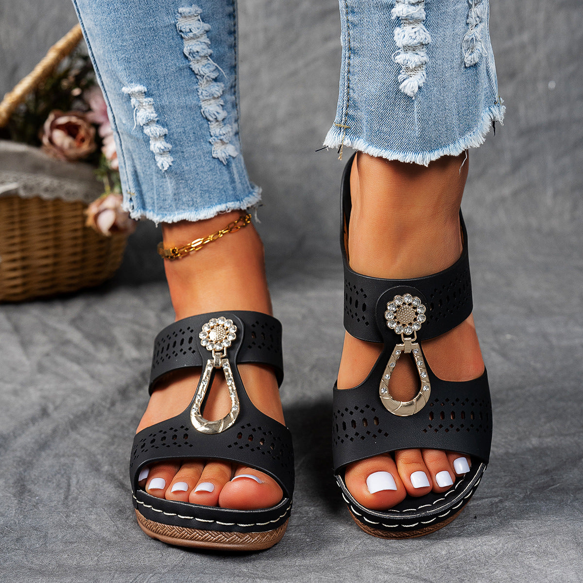Janessa - Zircon-trimmed Orthopedic Comfort Sandal