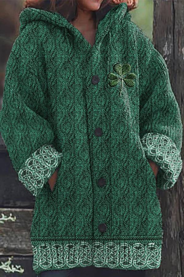 Irish Celtic Knot Jacquard Hooded Sweater