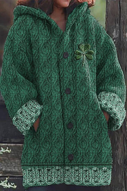 Irish Celtic Knot Jacquard Hooded Sweater