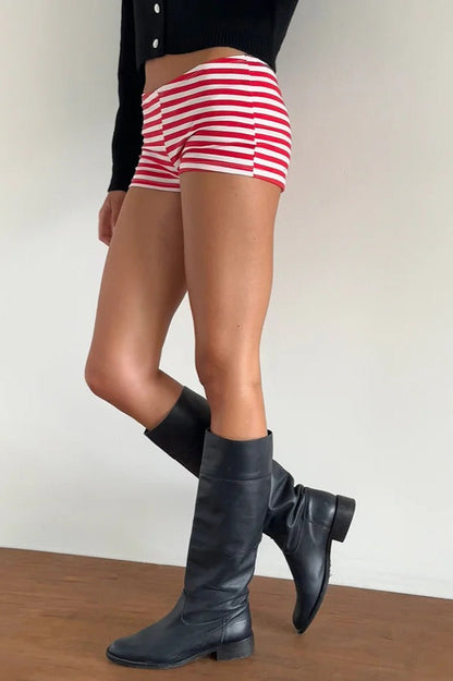 Stripe Skinny Low Waist Shorts