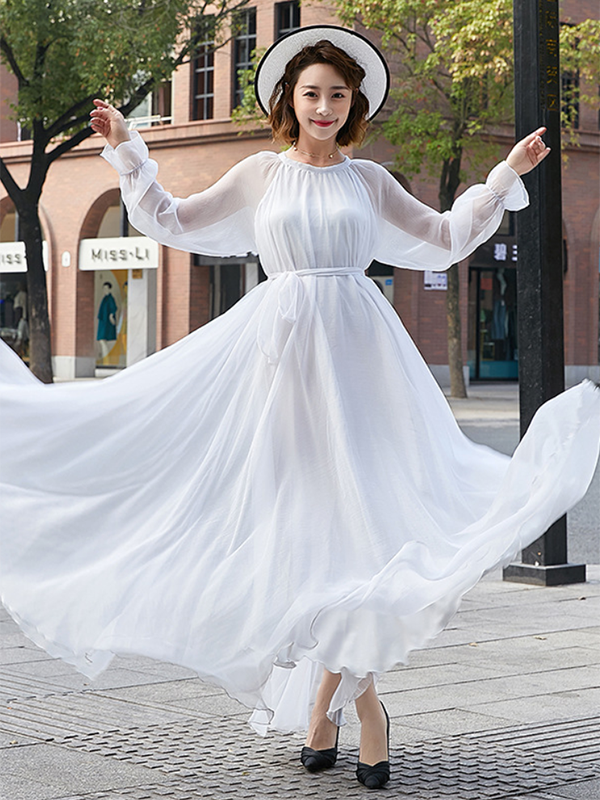 Artistic Retro Loose Color Maxi Dress