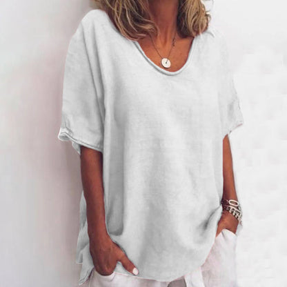 Color V-neck Short-sleeved T-shirt