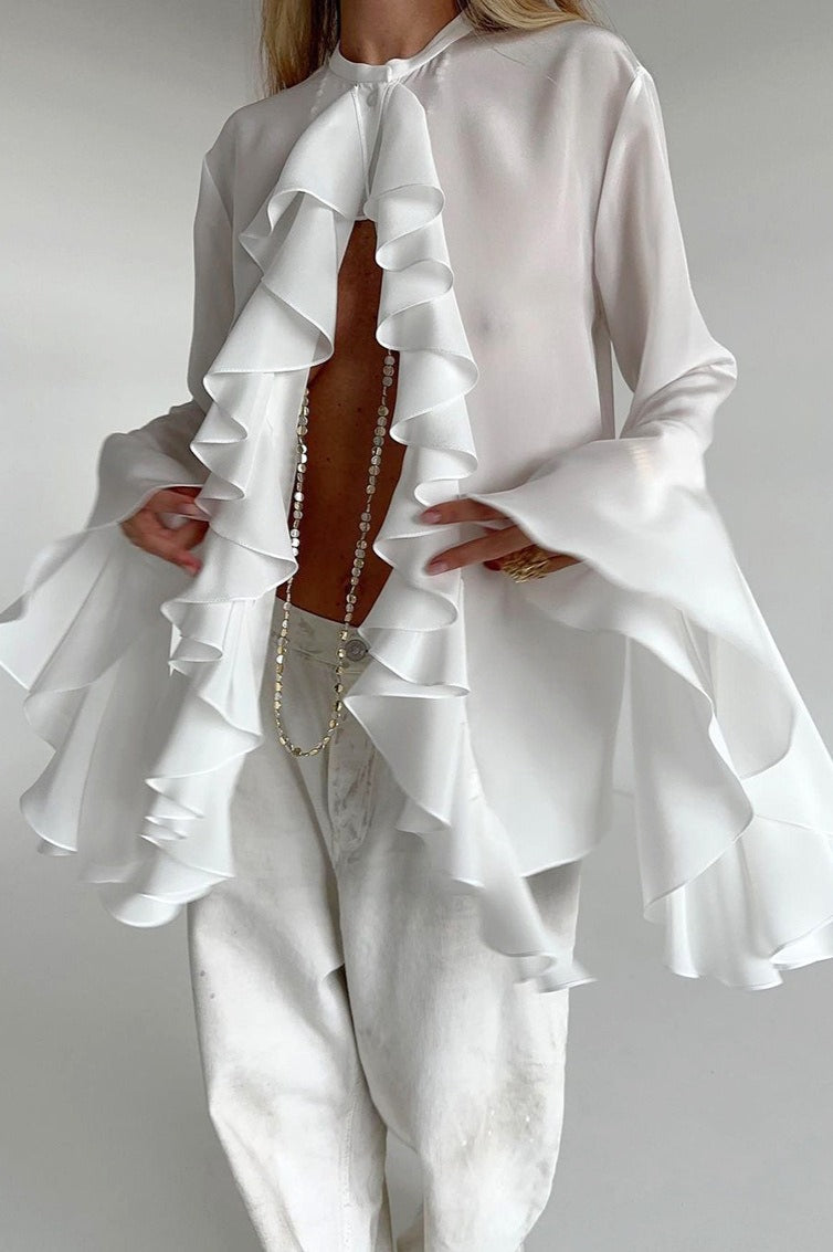 Ruffled Long-sleeve Blouse