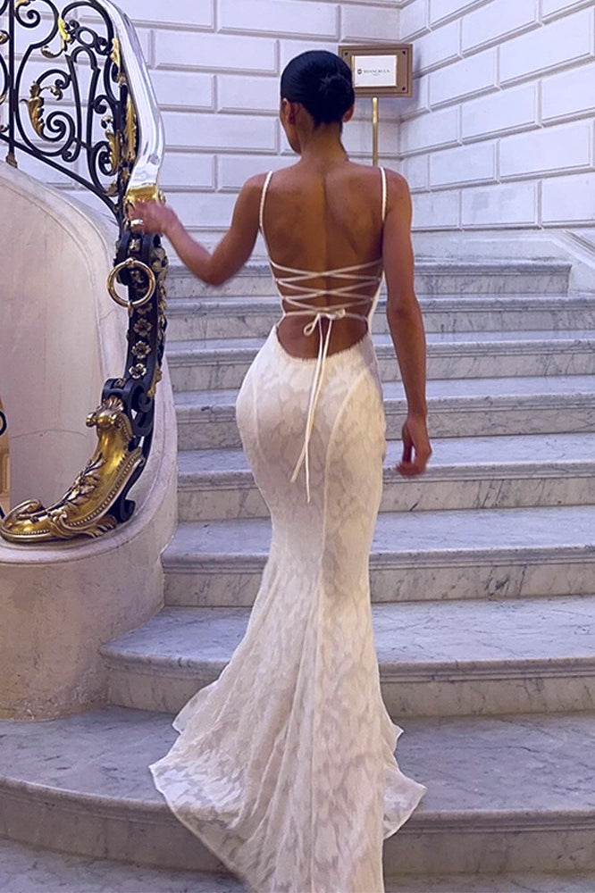 Cami Backless Tie Slim Maxi Dress