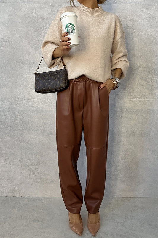 Camel Leather Pants