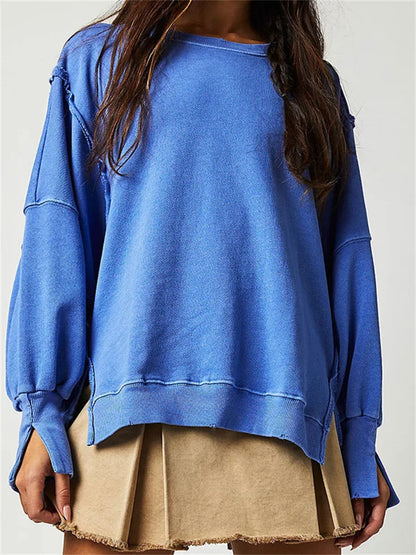 Patchwork Knit Loose Pullover Female Autumn High Waist Sweater Knitwear Pullover New