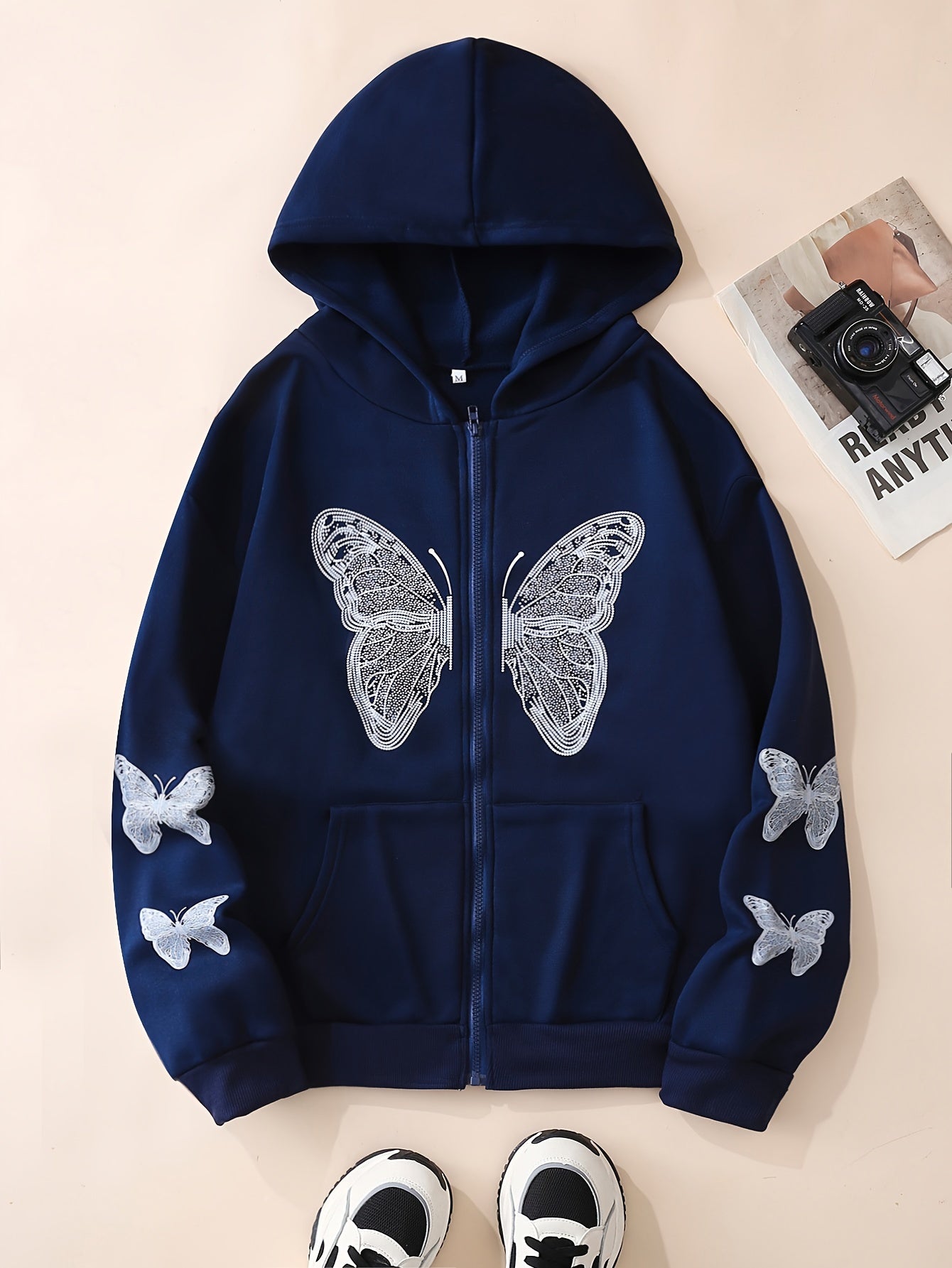 Y2k Long Sleeve Crew Neck Zip Up Hoodies Sweatshirts Od8741
