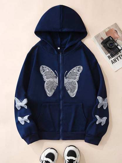 Y2k Long Sleeve Crew Neck Zip Up Hoodies Sweatshirts Od8741