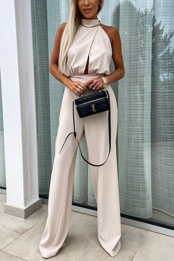 Fashionable Color Sleeveless Hollow Slim Fit Jumpsuit