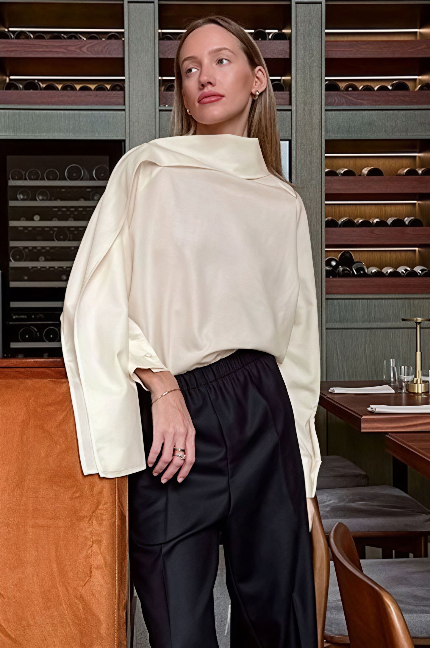 Tie Detail Apricot Long Sleeve Blouse